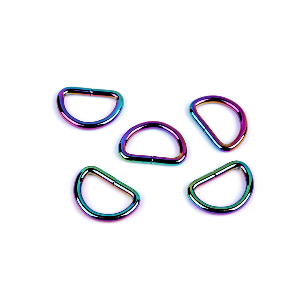 Halbrundring - D-Ring - Metall - 25 mm - Regenbogen Multicolor - 1 Stück