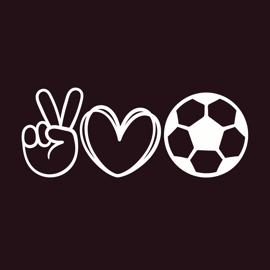 Bügelbild - Plott - Peace Love Fussball - Weiß - 11,2cm x 5cm