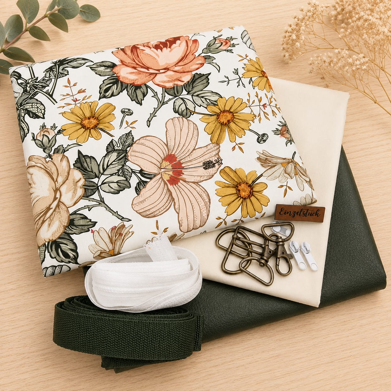 Stoffpaket  - Schnuckidu Stoffpaket -  Taschenpaket Boho Blume