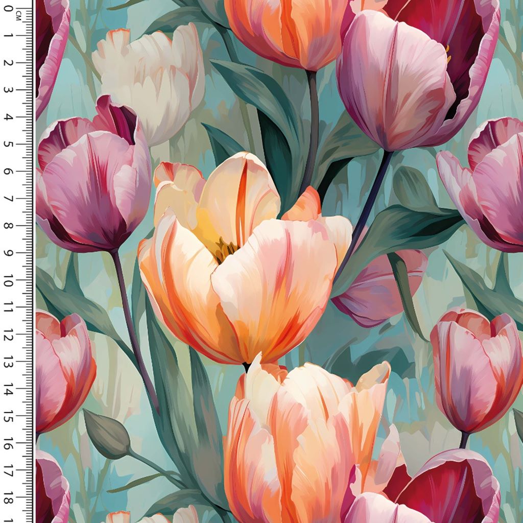 French Terry - Sommersweat - Digitaldruck - Tulpen