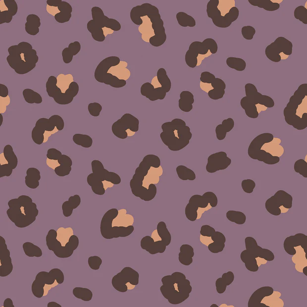 French Terry Sommersweat mit Leoprint in Lila, elastischer Sweatstoff mit Leopardenmuster, 92% Baumwolle 8% Elasthan, 250g/m², Meterware für Kinder- und Damenmode