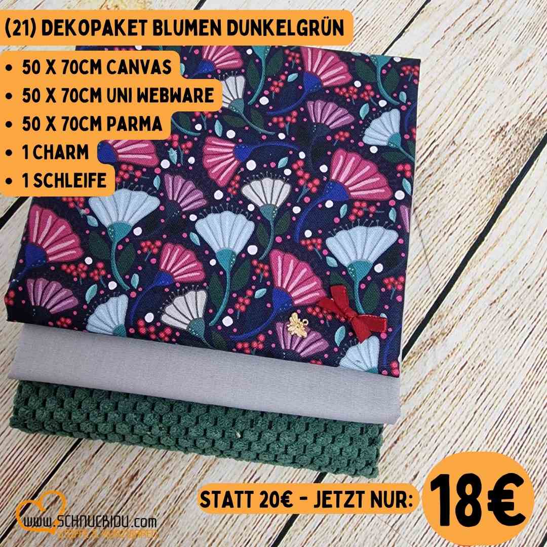 Stoffpaket - Unikat - Dekopaket Blume Dunkelgrün
