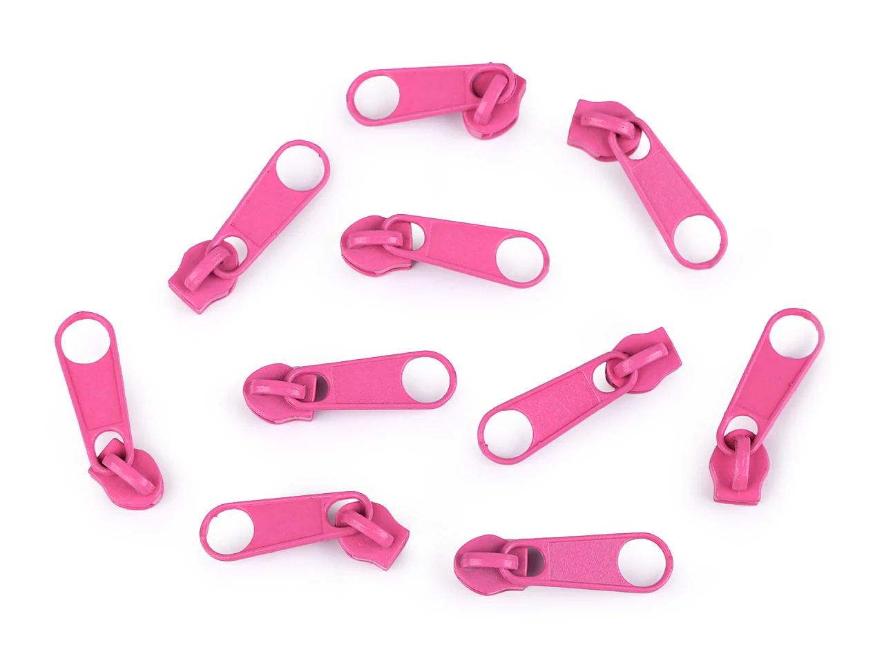 Reißverschluss-Schieber in Pink für 3mm Spiralreißverschlüsse, hochwertiges Metall lackiert, 10er Set Zipper für Taschen, Kissen und Etuis.