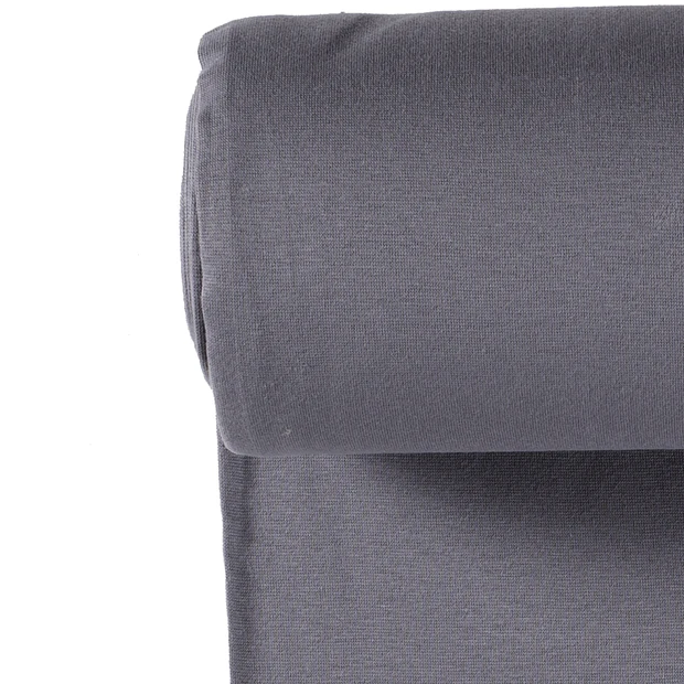 Bündchen Stoff Feinripp Uni in Dunkelgrau – sattes Anthrazit, elastisch und formstabil