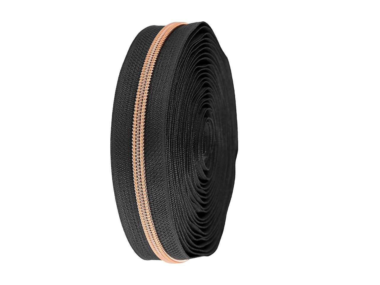 Endlosreißverschluss – Spiralreißverschluss – ohne Schieber – Meterware – 5 mm – Schwarz/Rosegold