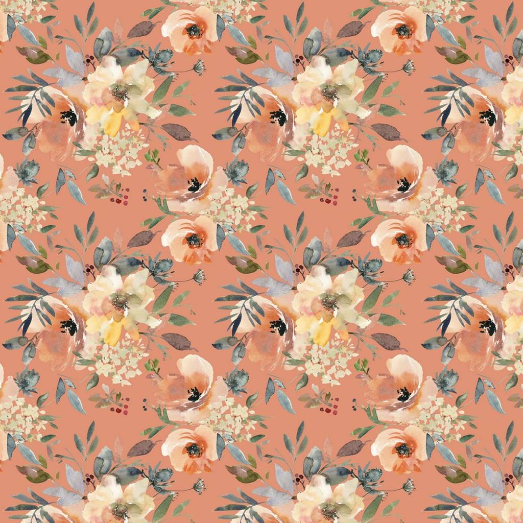 French Terry - Sommersweat - Abobox November - Blumenprint Pfirsich