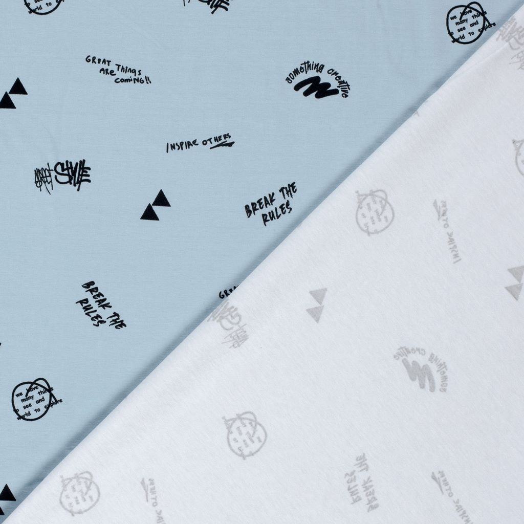  Motivjersey - Digitaldruck - Sprüche auf Blau