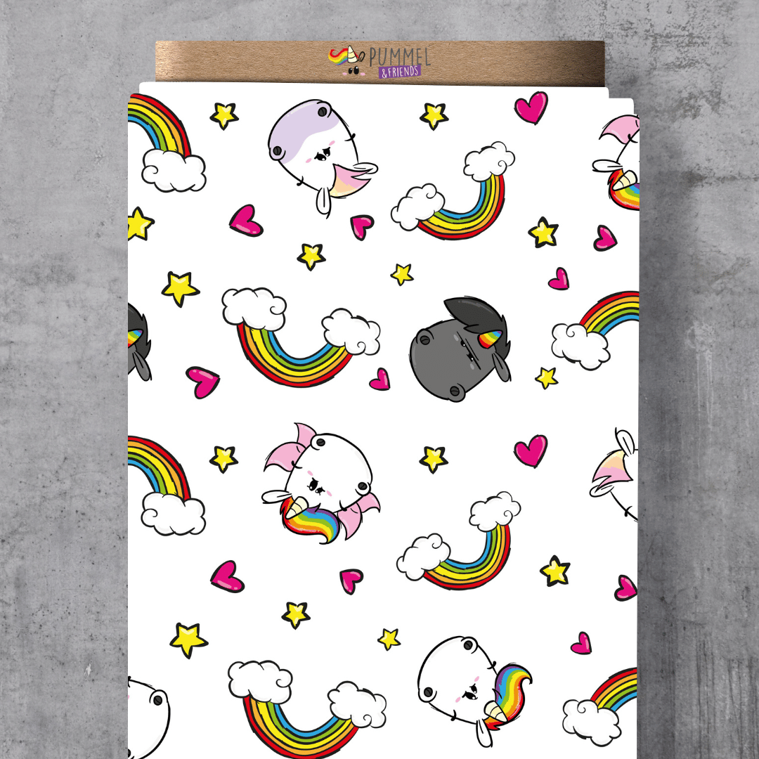 VORORDER - Lizenz Pummeleinhorn - Glitzerweltler Regenbogen - Weiß
