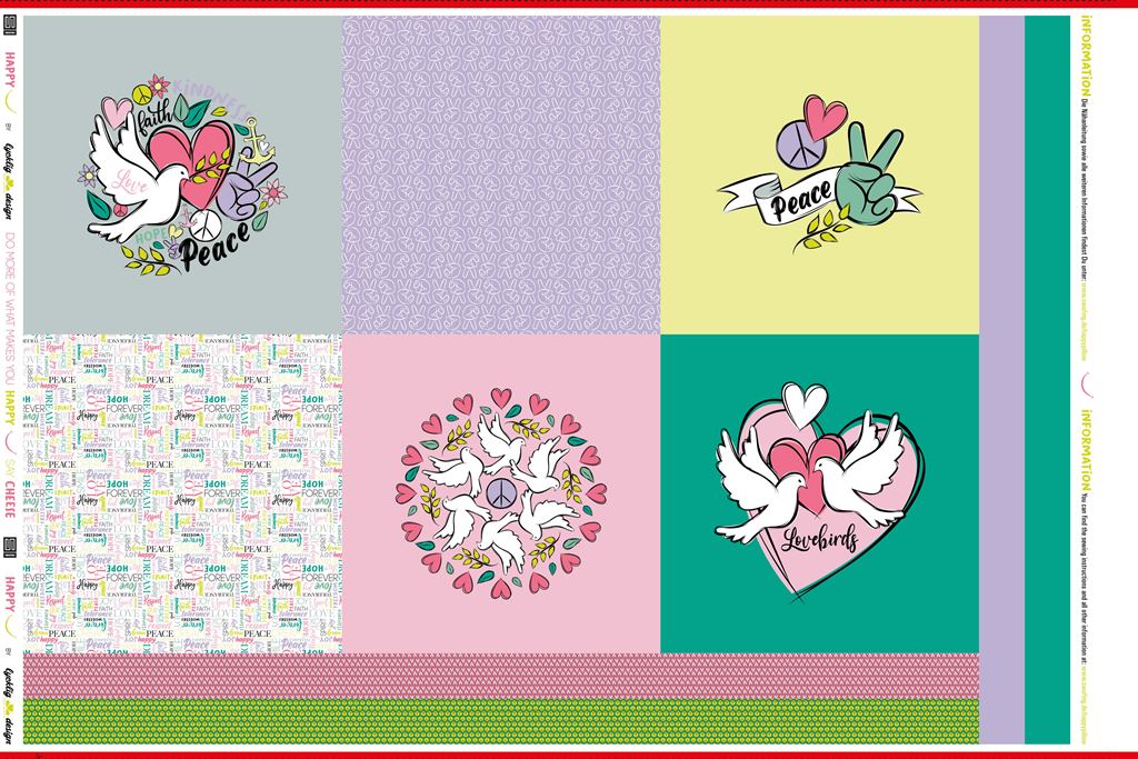 Panel - Canvas - Happy Pillow DIY by lycklig design - 90cm - Peace & Love