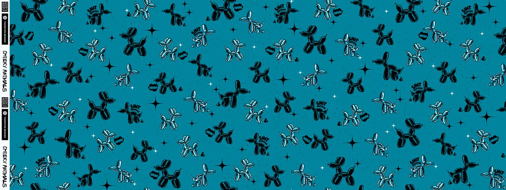 Vororder - French Terry - Swafing - Thorsten Berger - Cheeky Animals - Shit Happens - Kombistoff Tiere Türkis