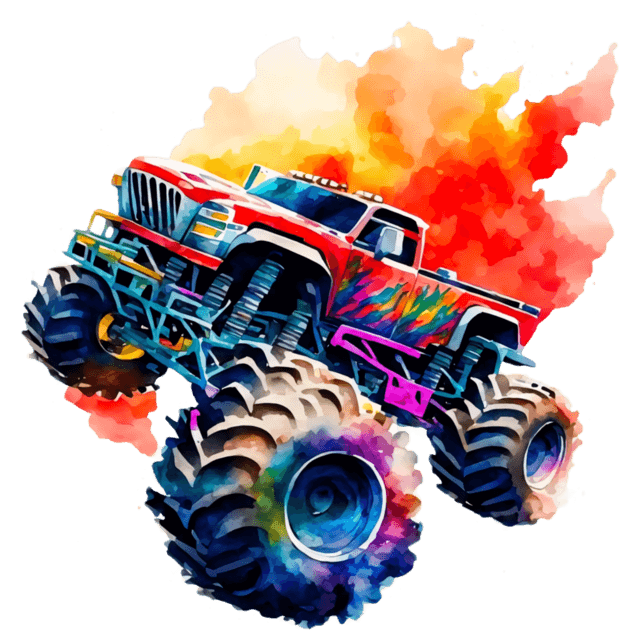 Bügelbild - Plott - Monstertruck mit Feuer - 12cm x 12cm