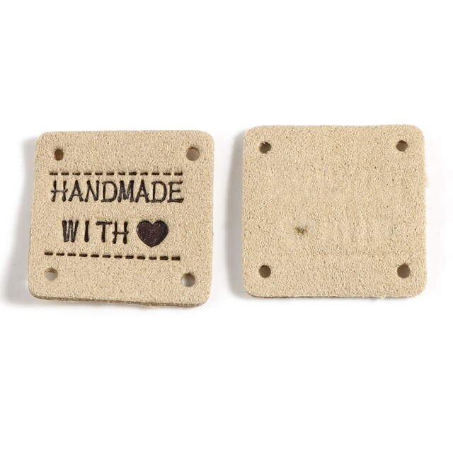 Label - Wildleder Imitat - Label - 1 Stück - Beige - Handmade with Love