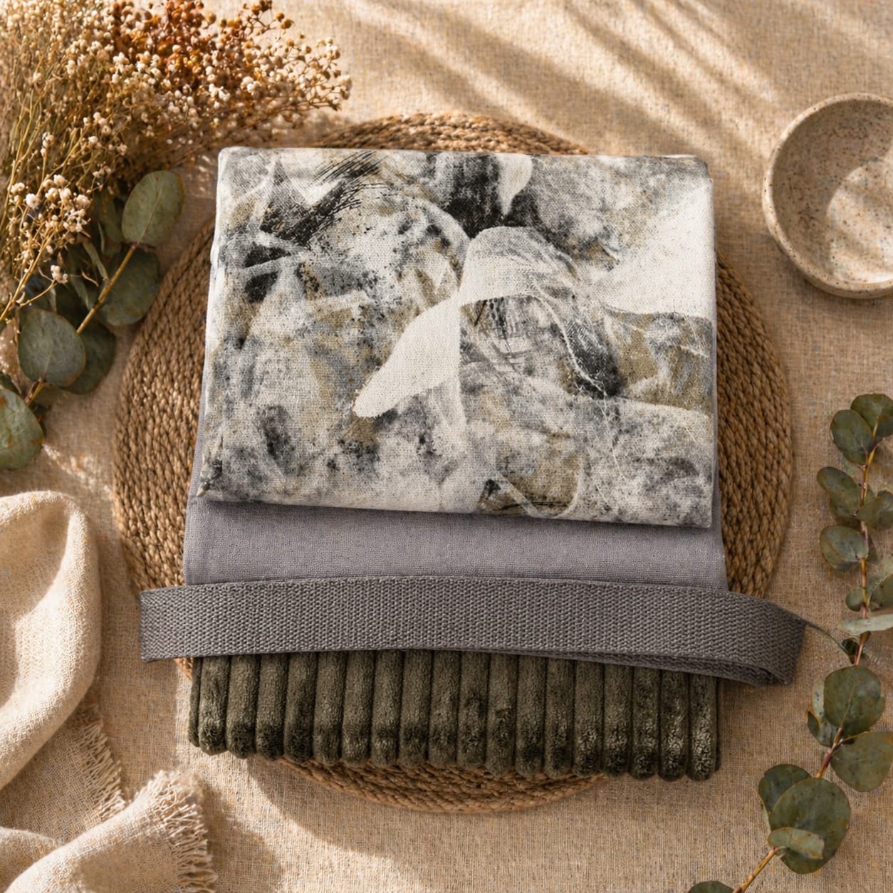 Taschenpaket Zweige mit Canvas, Webware, Cord Wanja und Gurtband für DIY Taschen von Schnuckidu