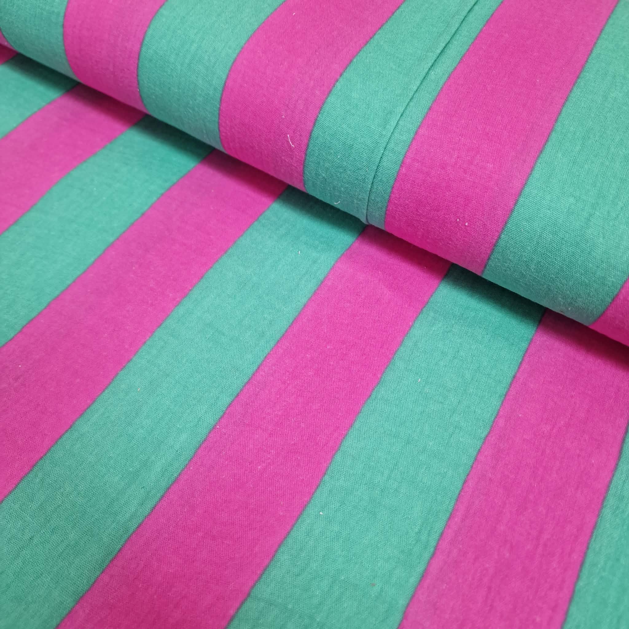 Musselin - Baumwolle - Streifen Smaragd