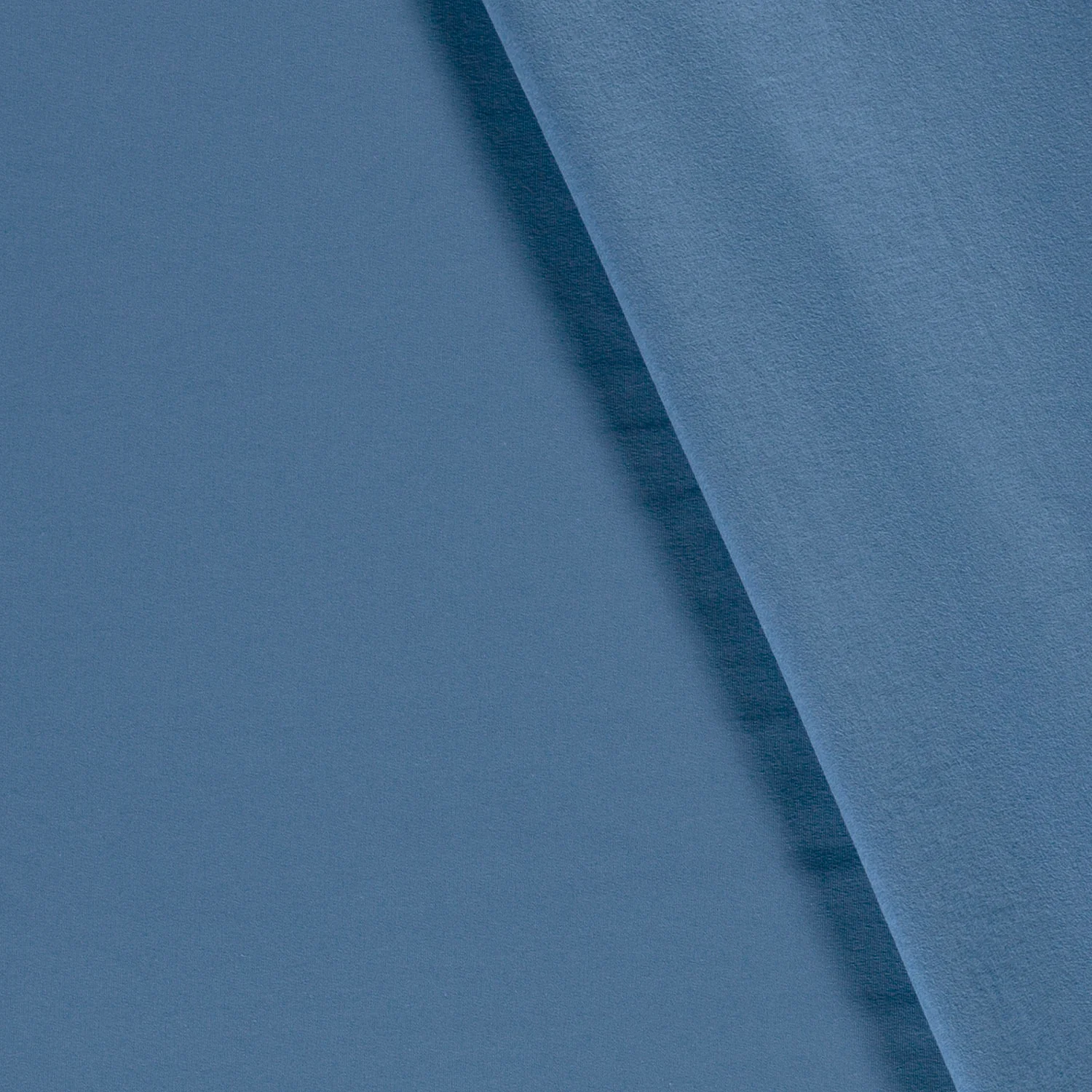 Sweat Stoff leicht angeraut Indigo Blau Uni Meterware Baumwolle weich