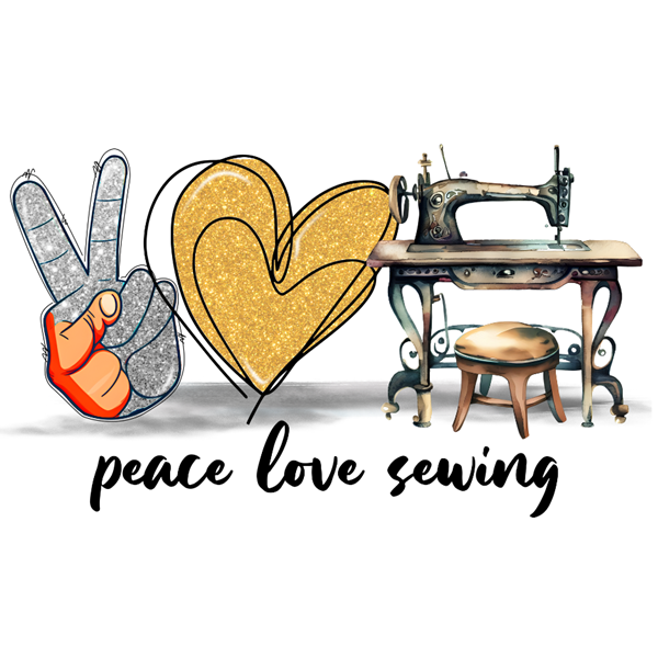 Bügelbild - Plott - peace love sewing - 10cm x 16,6cm