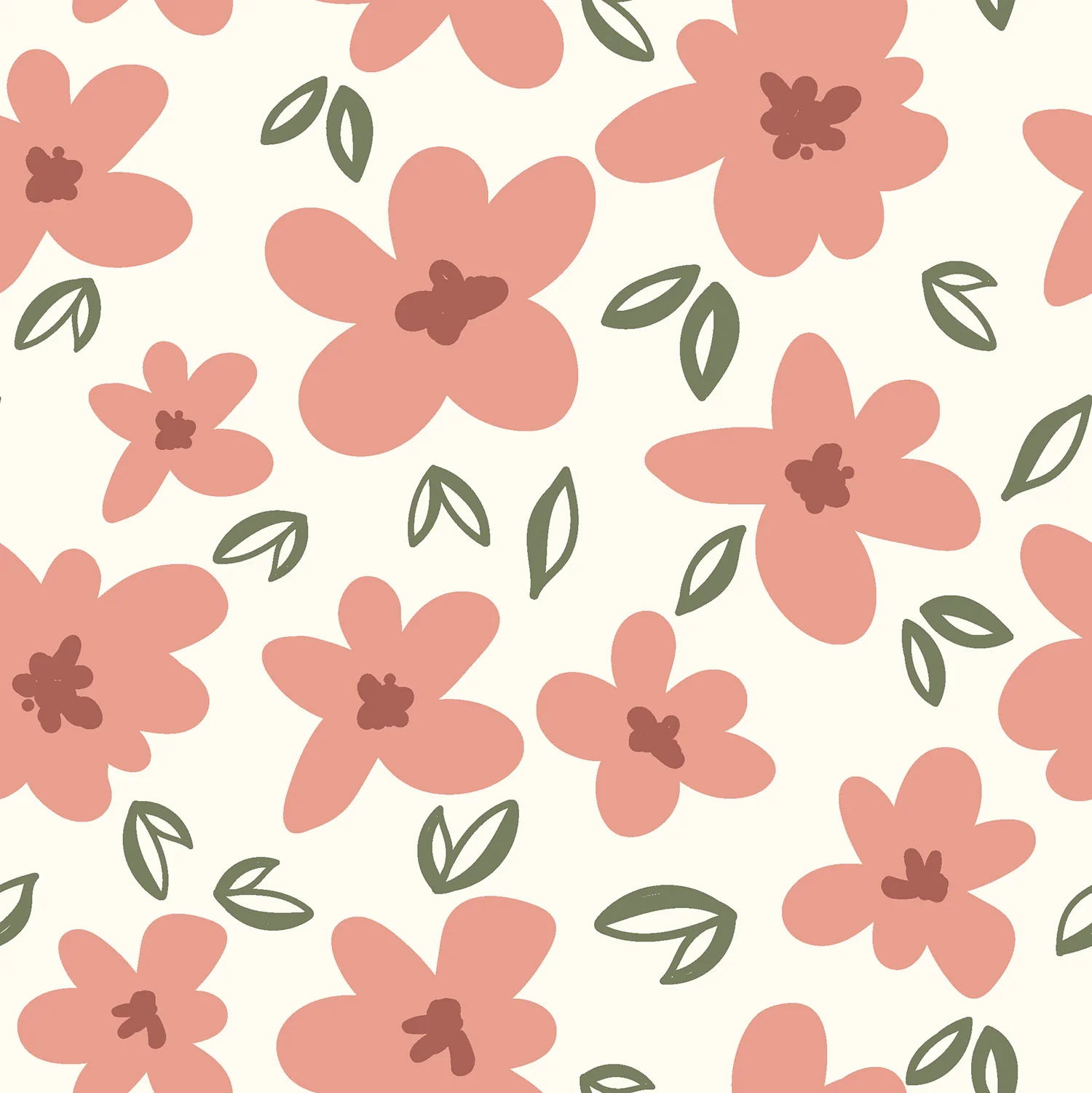 French Terry Sommersweat mit großen Blumen in Apricot und grünen Blättern auf cremeweißem Grund, elastischer Sweatstoff, 92% Baumwolle 8% Elasthan, 250g/m², Meterware