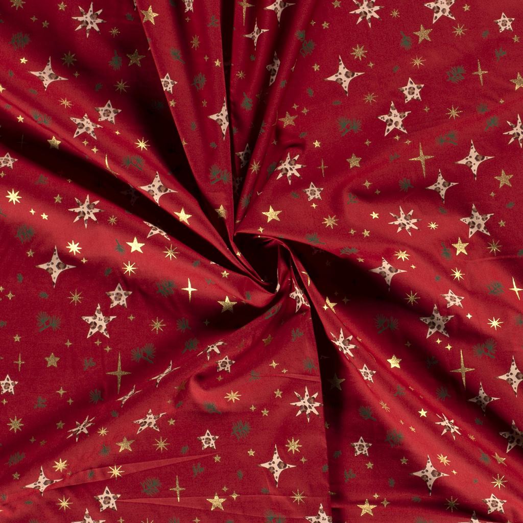 Webware - Baumwoll Stoff - Weihnachten - Sternen in verschiedenen Mustern auf Rost