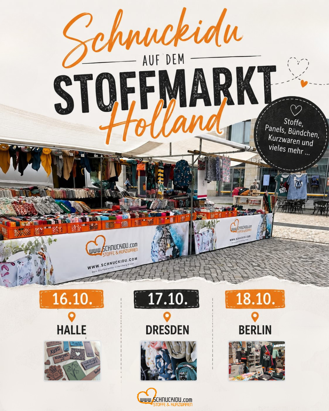 Schnuckidu auf Stoffmarkt-Herbsttour: Besucht uns in Halle, Dresden & Berlin!