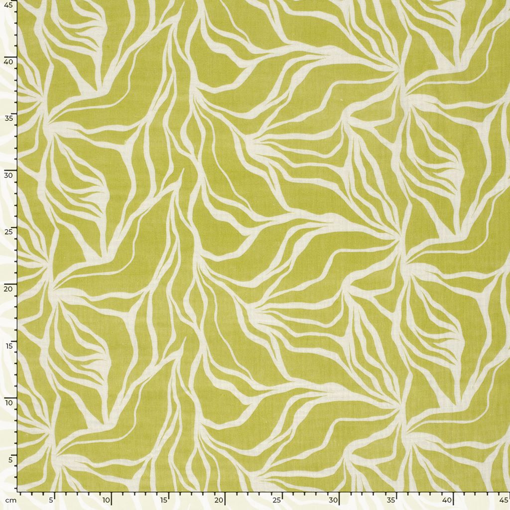 Musselin - Baumwolle - Digitaldruck - Muster in Lime