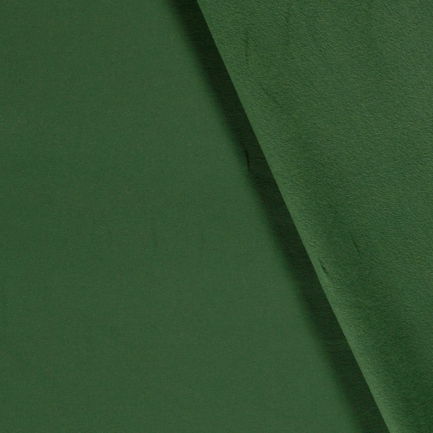 Sweat Stoff leicht angeraut Dunkelgrün Uni Meterware weich kuschelig