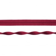Elastisches Jacquard-Einfassband in glänzendem Bordeaux, 20mm Breite, hochwertige Meterware mit feiner Webstruktur für Lingerie, festliche Mode und elastische Abschlüsse.