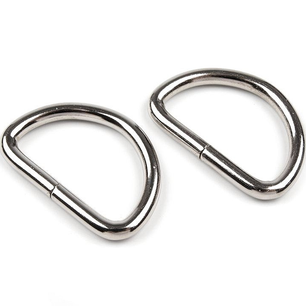 Stabiler Halbrundring (D-Ring) aus Metall in Silber für 25 mm breite Gurtbänder – Hochwertiges Verbindungselement für Taschenriemen, Karabiner und Verschlusslösungen.