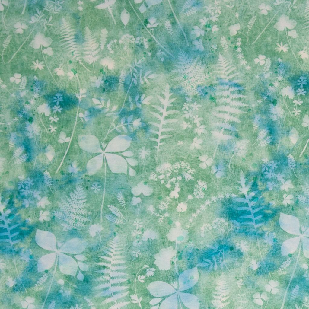 Baumwolljersey- Digitaldruck - Swafing - Lena - Watercolor Print - Blütenzweige auf Mintgrün