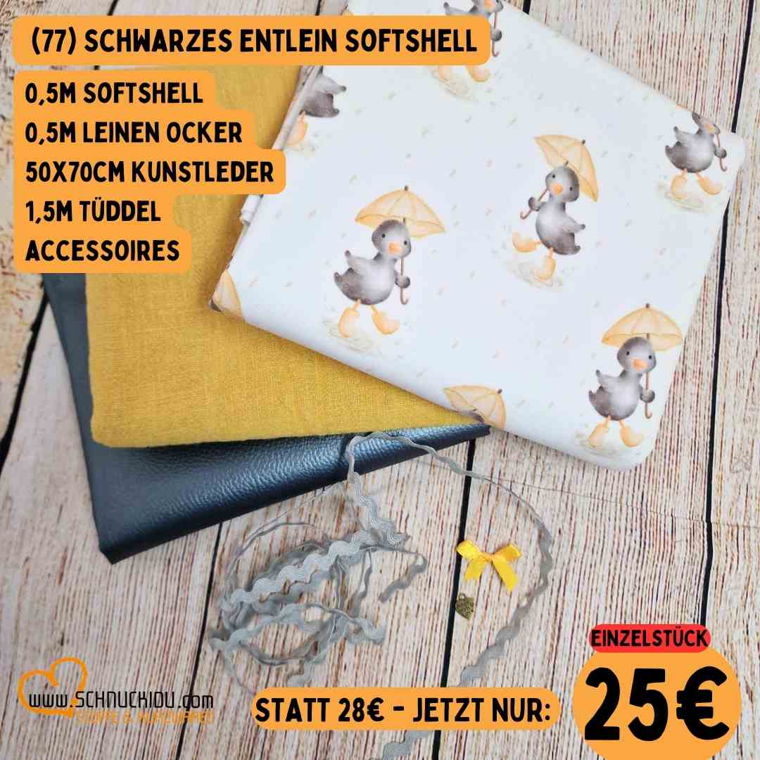 Stoffpaket - Unikat -  Softshell Schwarzes Entlein