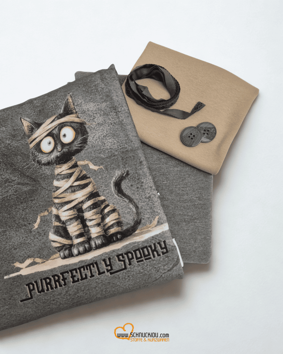 VORORDER - Panel Eigendesign  - French Terry - ca. 82x145cm - Purrfectly Spooky