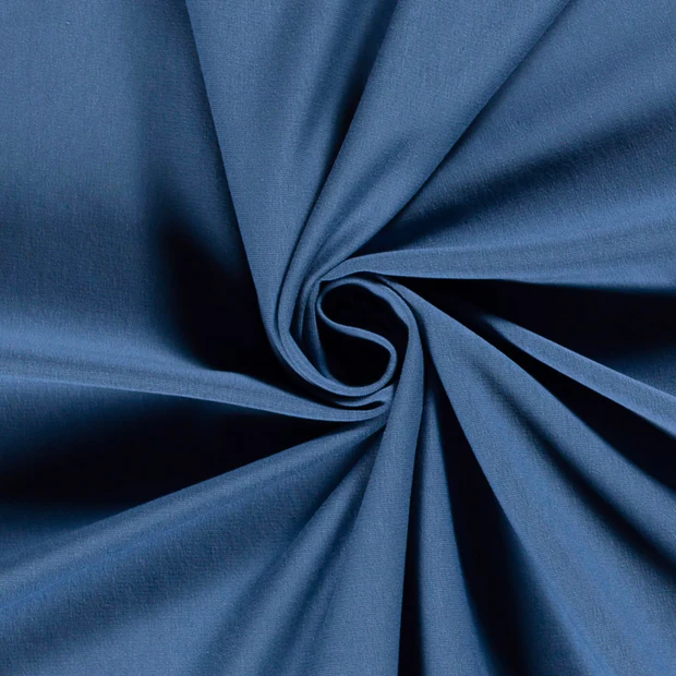 French Terry Sommersweat Uni in Indigo – tiefes Jeansblau, ungeraut, 95% Baumwolle, Öko-Tex Standard 100, elastisch