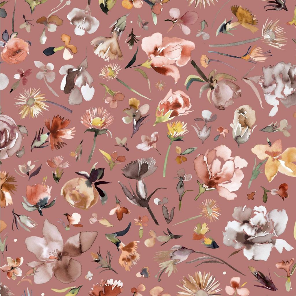 Baumwolljersey - Motivjersey - Blüten auf Altrose