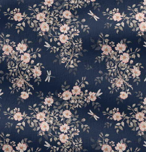 Sofortkauf - Eigendesign - Blümchen auf Navy - Jersey - 85cm