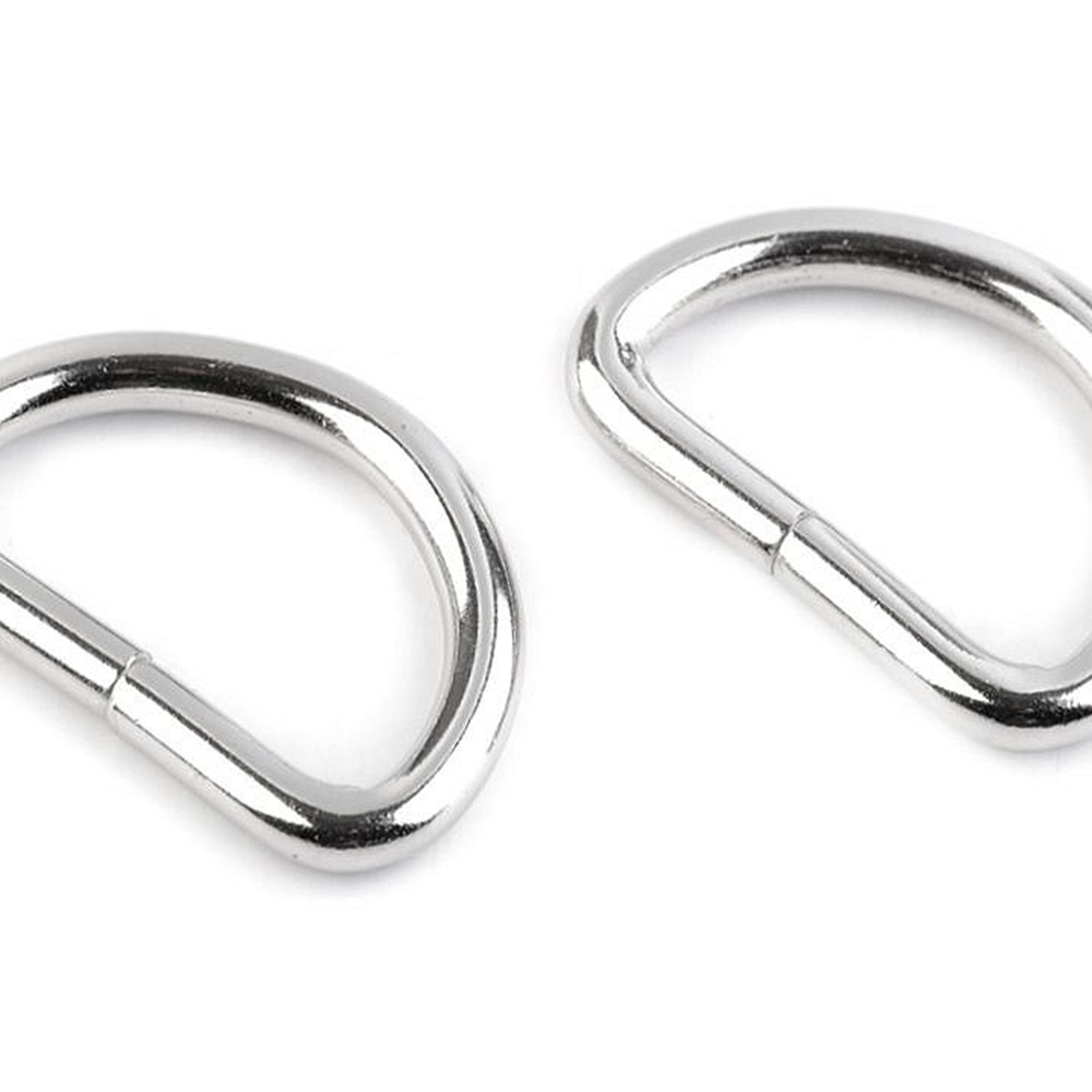 Stabiler Halbrundring (D-Ring) aus Metall in Silber für 30 mm bis 32 mm breite Gurtbänder – Hochwertiges Verbindungselement für Taschenriemen, Sporttaschen und Rucksäcke.