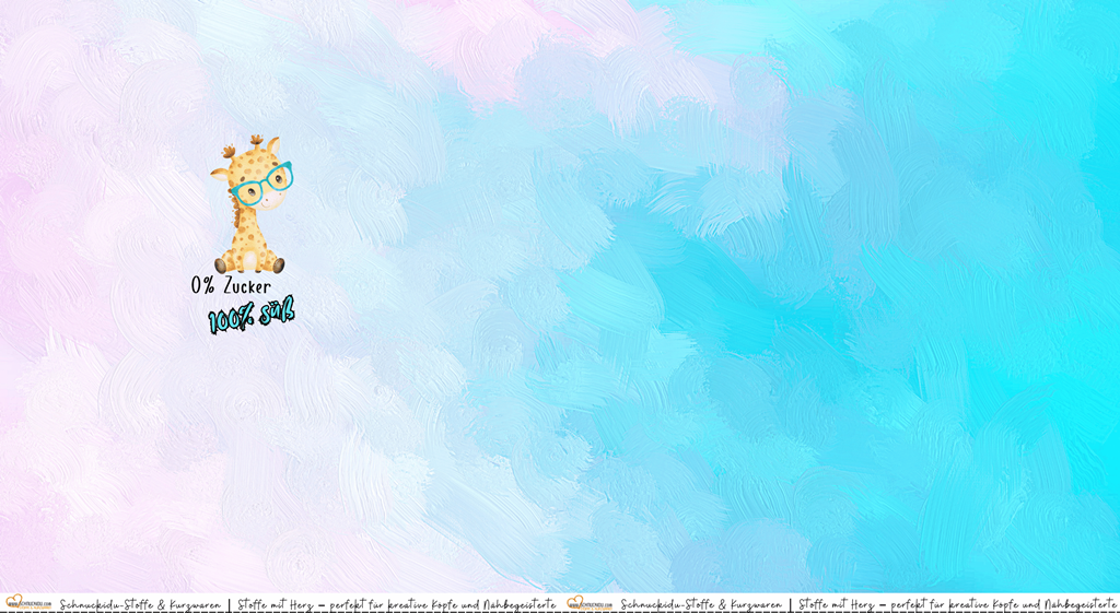 Panel Eigendesign Jersey "0% Zucker 100% süß" mit niedlicher Giraffe auf pastellfarbenem Hintergrund – ca. 80x155cm, 92% Baumwolle, 8% Elasthan, Öko-Tex Standard 100