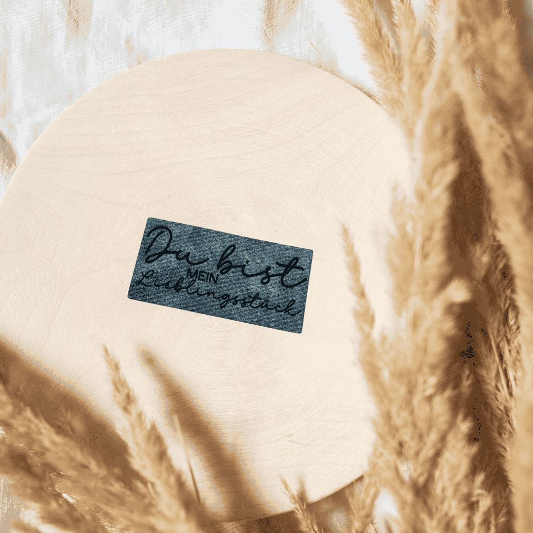 „Lieblingsstück“ Nählabel 2,4×5 cm – vegan, handmade, Schnuckidu® Kunstleder Petrol