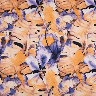 Baumwolljersey - Motivjersey - Lila Monstera