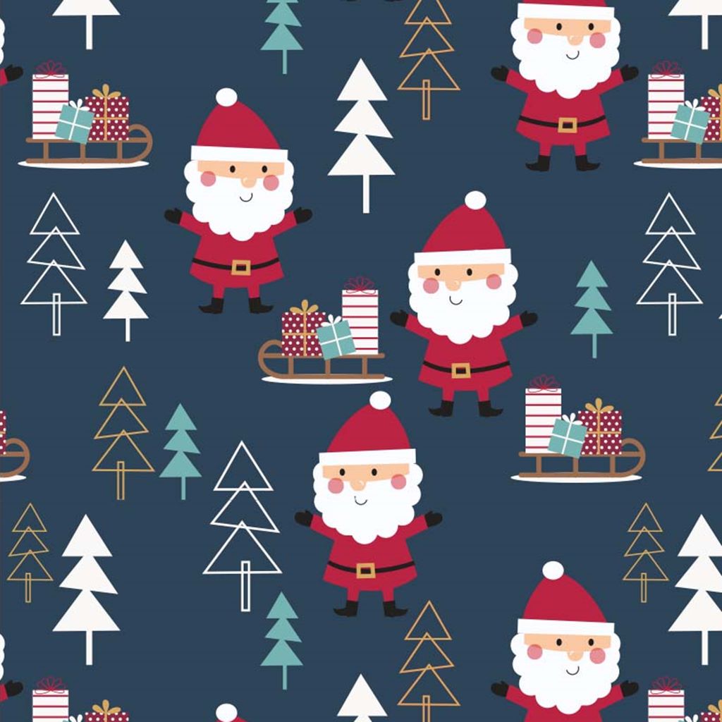 Motivjersey - Weihnachten - Weihnachtsmann und Tannenbäume