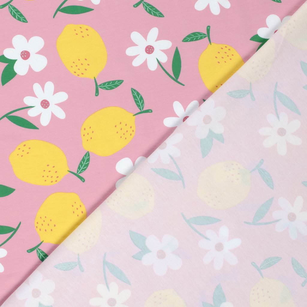  Motivjersey - Digitaldruck - Zitronen & Blumen