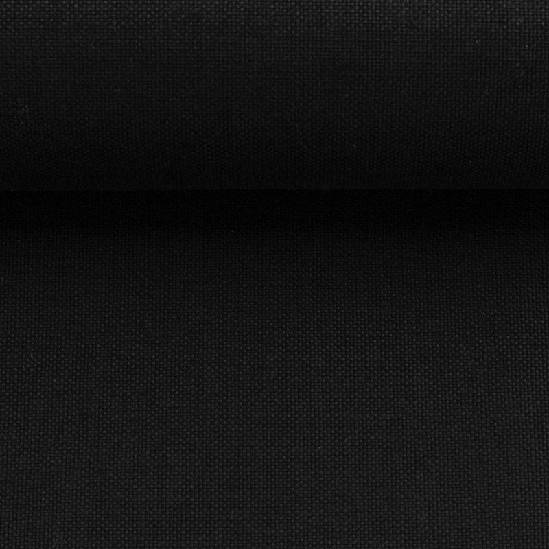 Hochwertiger Swafing Canvas "Calvin" in edler Leinenoptik, Uni Schwarz, 100% Baumwolle, robuster und blickdichter Dekostoff für Taschen, Rucksäcke und elegante Wohnaccessoires