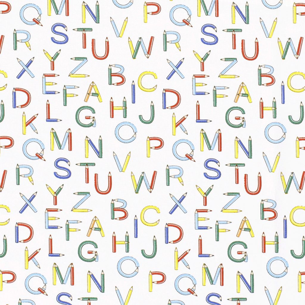 Webware - Baumwoll Stoff - Popeline - Schulanfang - Buchstaben - Weiß
