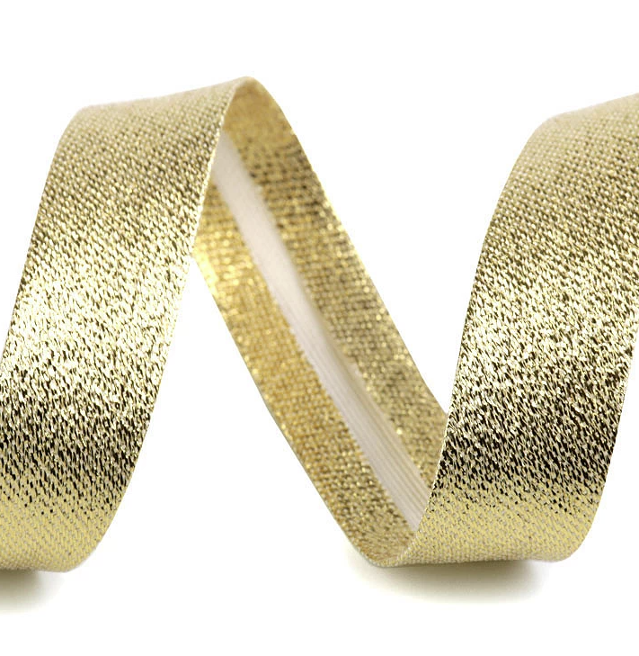 Schrägband - Einfassband - Meterware - Lurex - 20mm - Gold