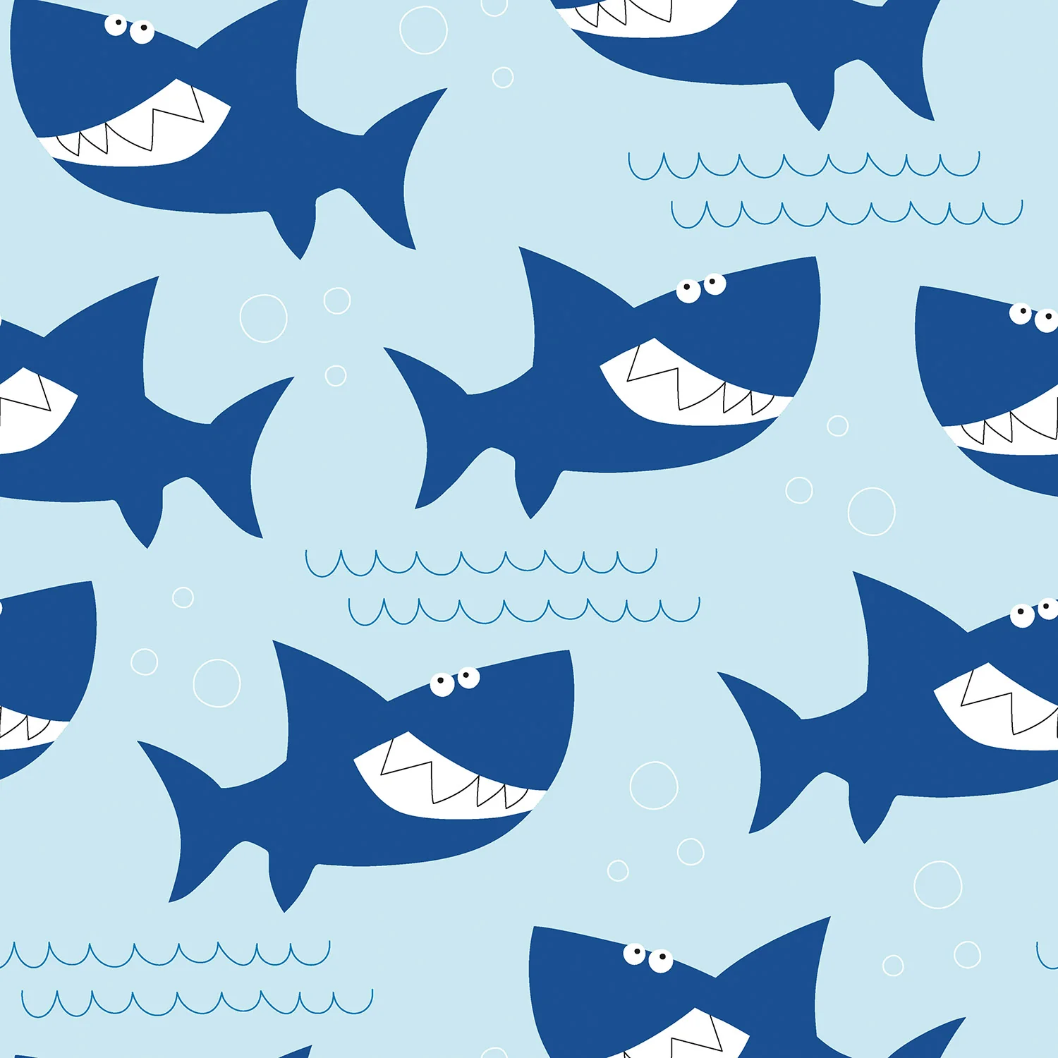 Hochwertiger Motivjersey mit Haifisch-Digitaldruck auf frischem Mint, 95% Baumwolle, 5% Elasthan, Öko-Tex Standard 100