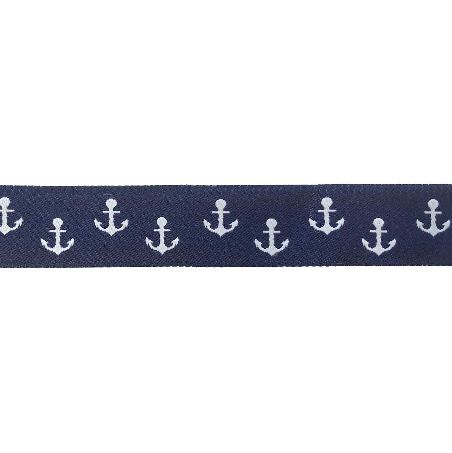 Webband - Dekoband - Maritim - Anker - Dunkelblau