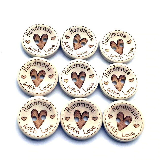 Knopf - Holzknopf - 2-Loch - 20mm - Handmade with love - 1 Stück