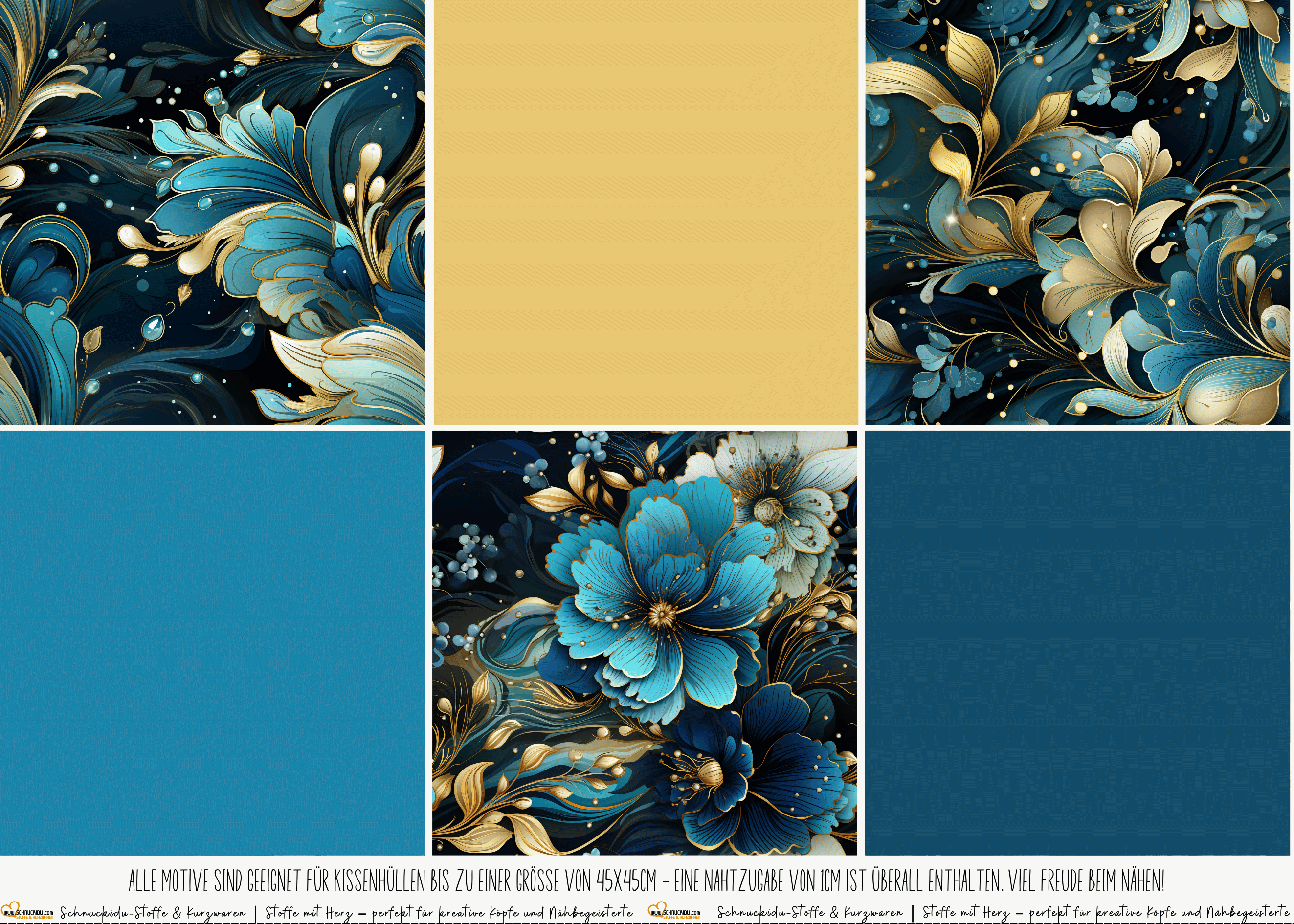 VORORDER - Panel Eigendesign  - Canvas - Kissenpanel - Blumen petrol