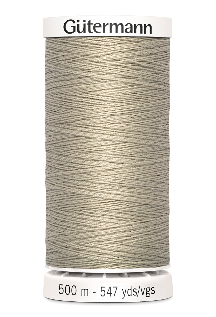 Gütermann Allesnäher 500 Meter in Beige (722) – Hochwertiges Premium-Nähgarn aus 100% Polyester für alle Stoffe. Beige-farbenes Nähgarn, reißfest und farbecht.