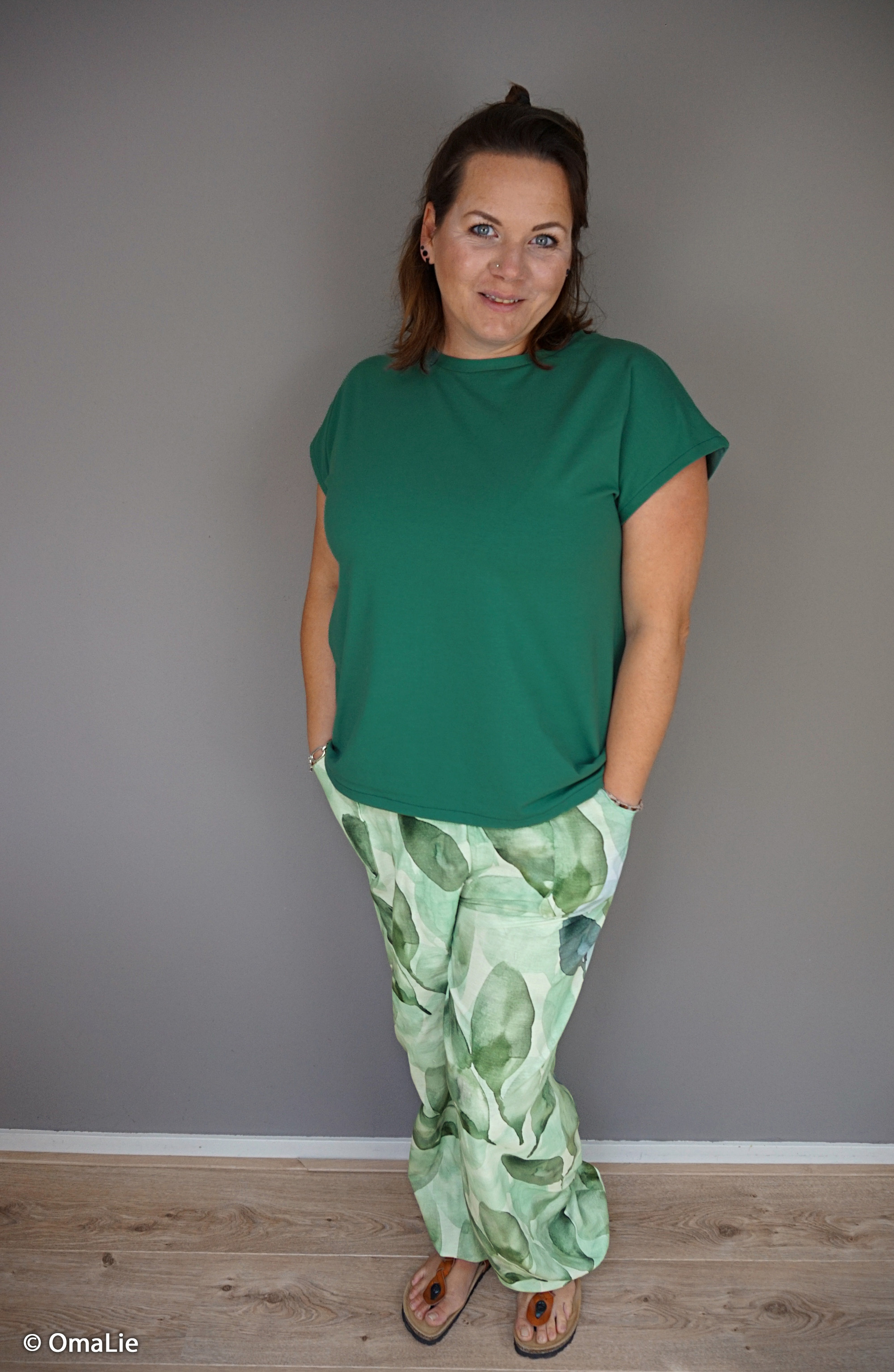 Leinen - Leinen Stoff - Swafing - Adria - Grüne Blätter