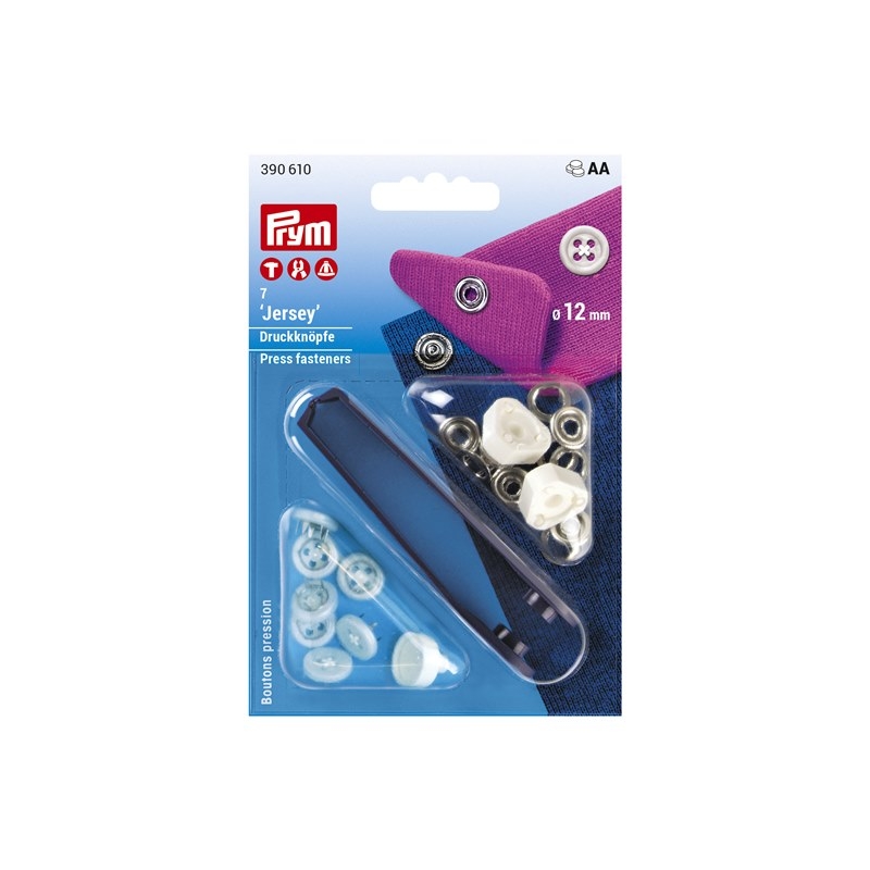 Prym - Nähfrei-Druckknopf "Jersey"  - Annähoptik - 12mm - weiß - 390610