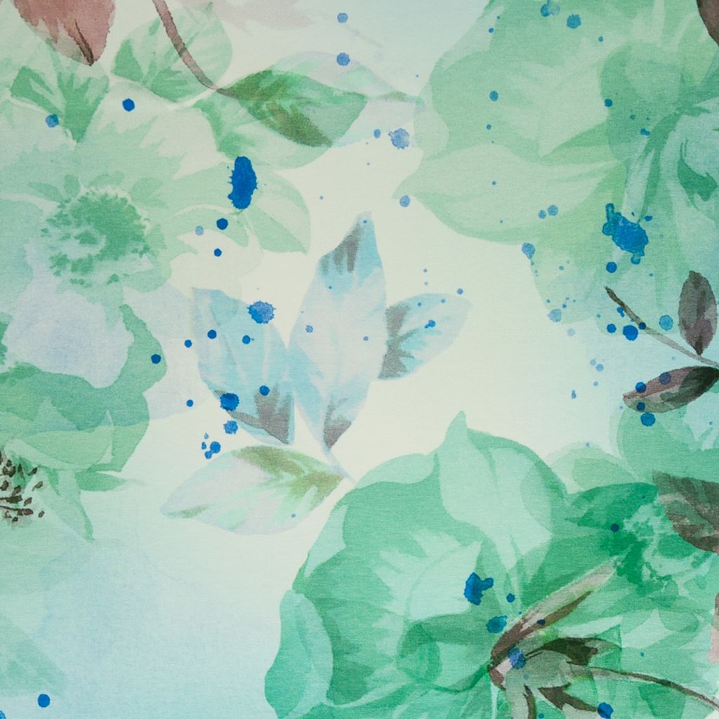 Baumwolljersey- Digitaldruck - Swafing - Lena - Watercolor Print - Große Blumen auf Mint
